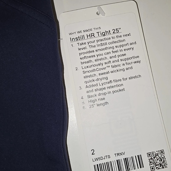 LuLulemon Instill High Rise 25” leggings in TRNV sz 2 NWT $128R - Picture 7 of 9